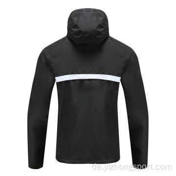 Mens Soccer Wear Zip Up Hoodies Schwarz